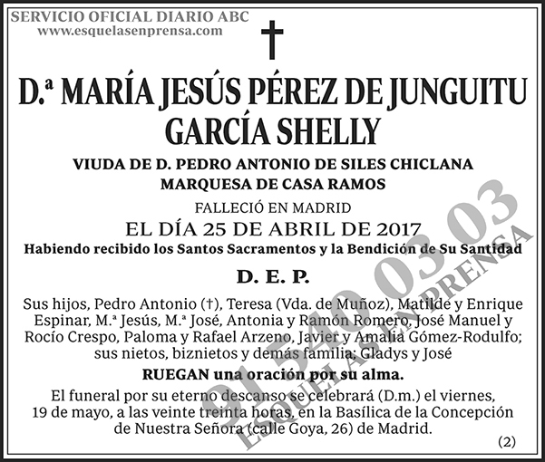 María Jesús Pérez de Junguitu García Shelly